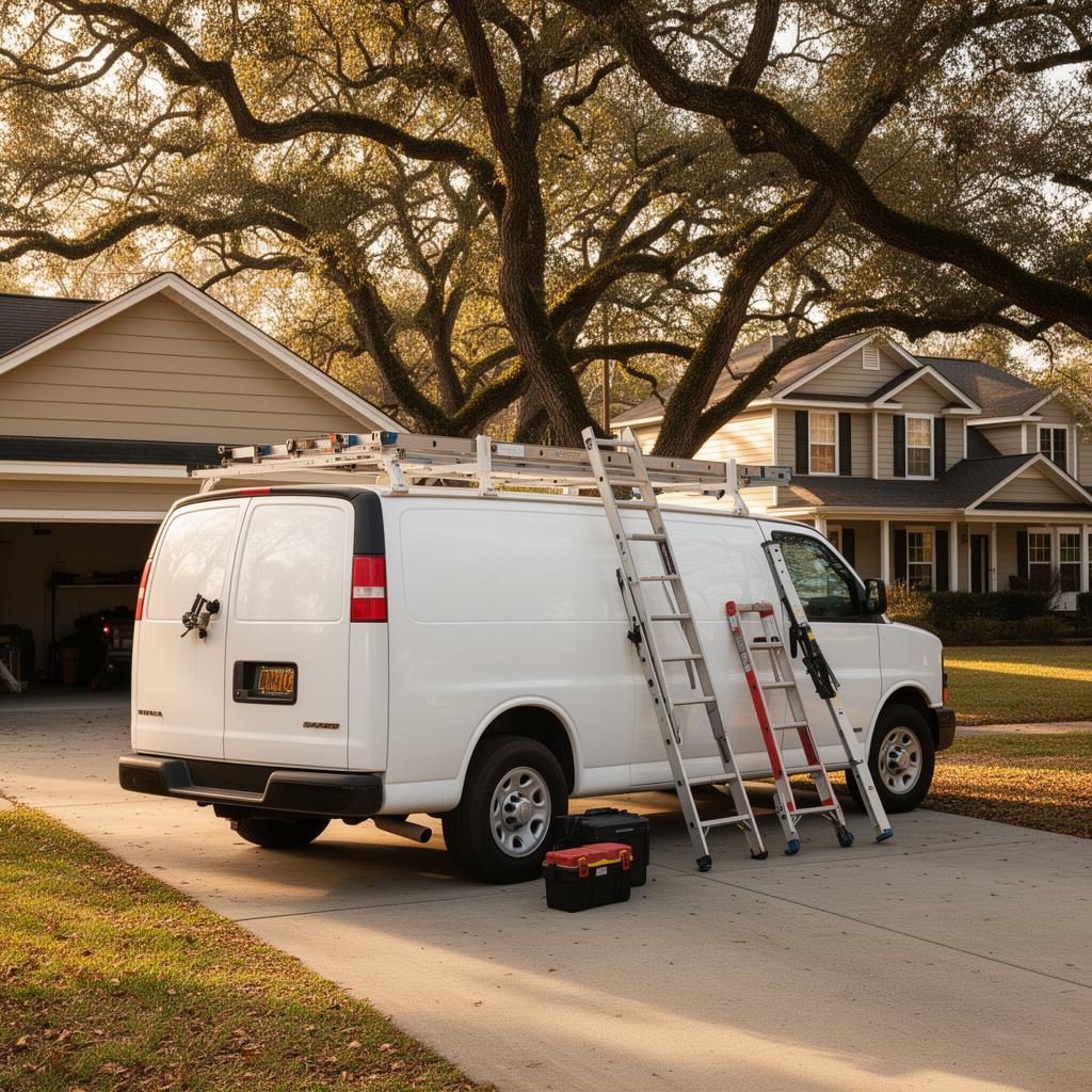 Falls Park Garage Door Repair service van in a Greenville driveway